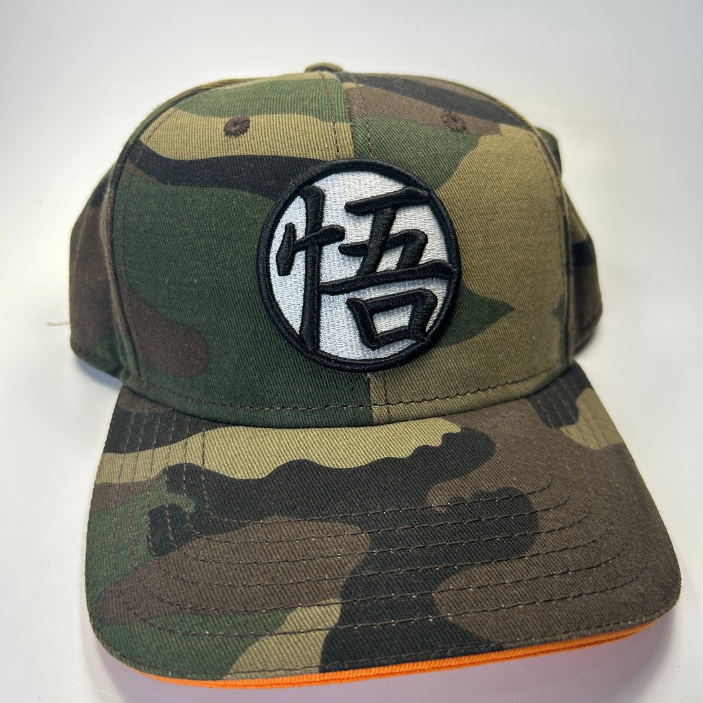 Dragon Ball Z Goku Kanji Camo Snapback Hat Orange Underbrim Anime Cap‎ OSFM